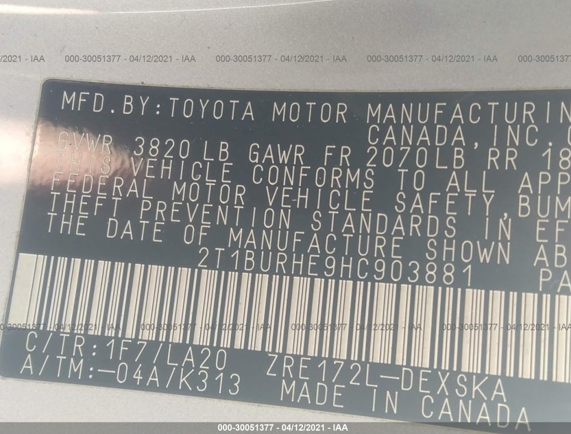 2T1BURHE9HC903881