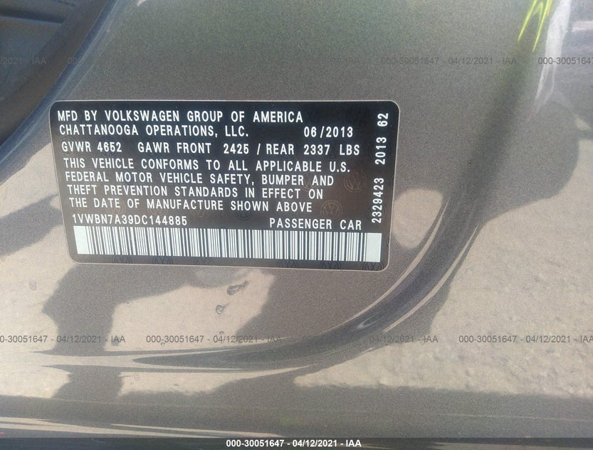 1VWBN7A39DC144885