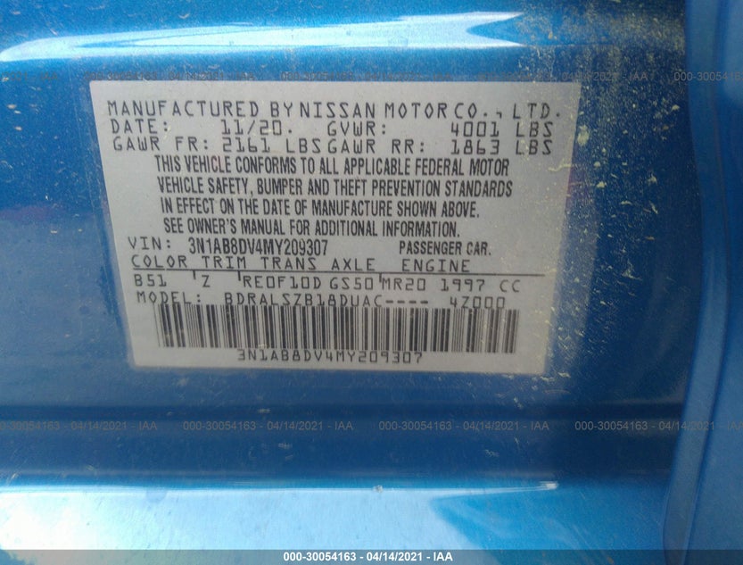 3N1AB8DV4MY209307