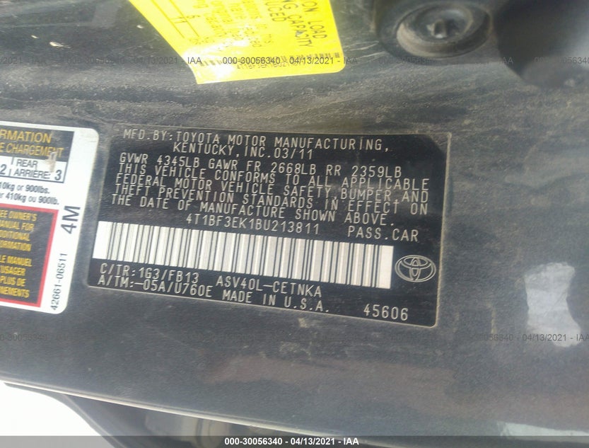 4T1BF3EK1BU213811