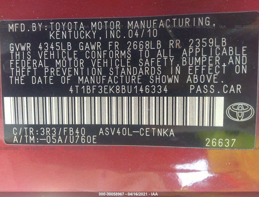 4T1BF3EK8BU146334