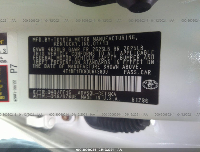4T1BF1FK8DU643809