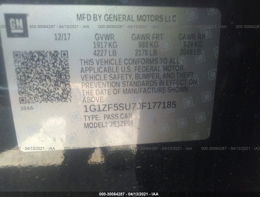 1G1ZF5SU7JF177185