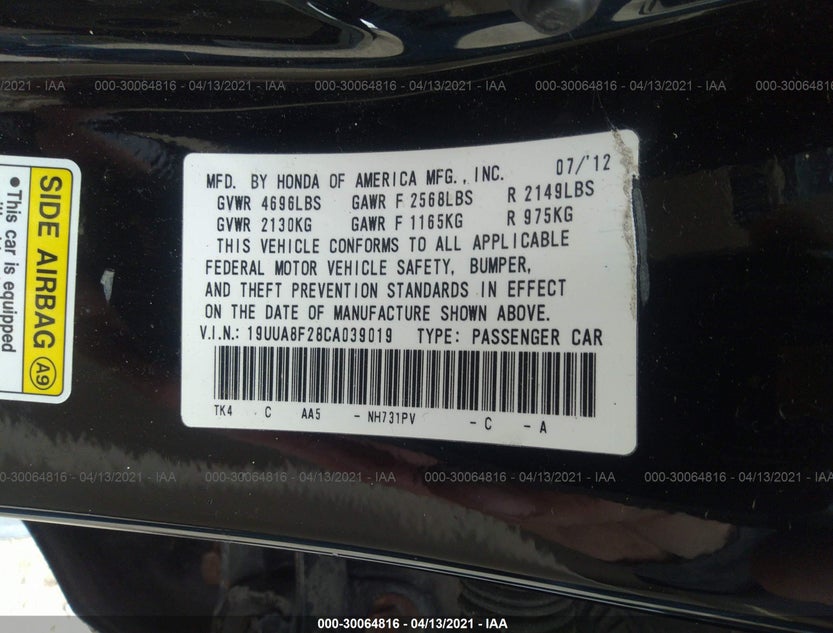 19UUA8F28CA039019