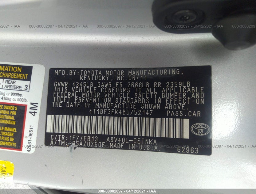 4T1BF3EK4BU752147