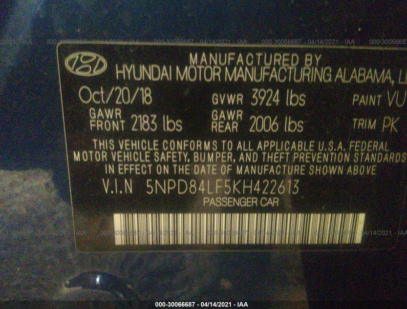 5NPD84LF5KH422613