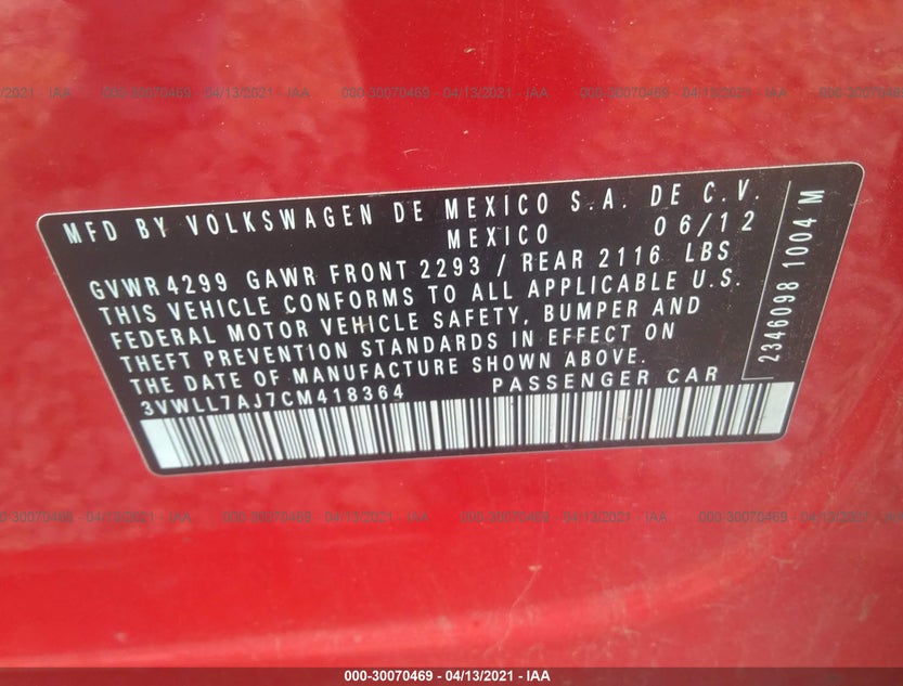 3VWLL7AJ7CM418364