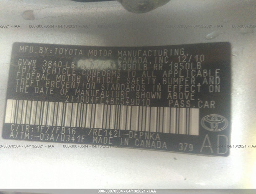2T1BU4EE4BC549010