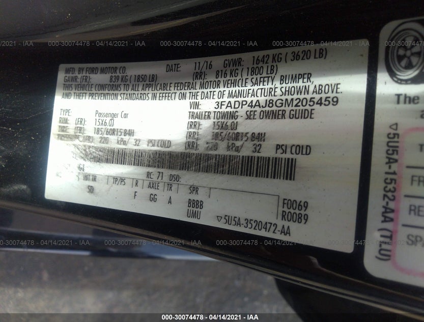 3FADP4AJ8GM205459