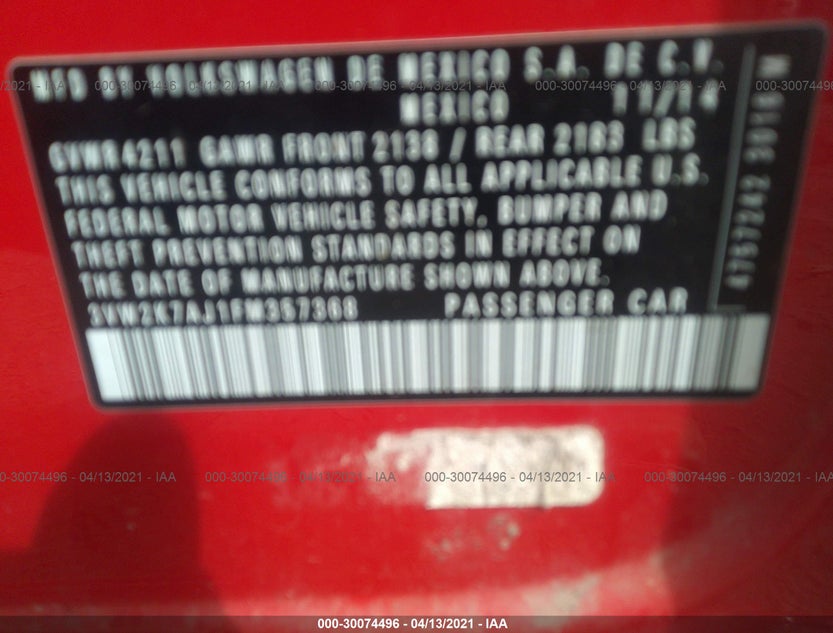 3VW2K7AJ1FM357368
