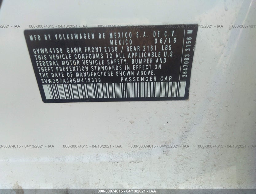 3VW267AJ6GM419319