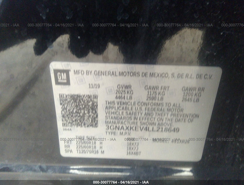 3GNAXKEV4LL218649
