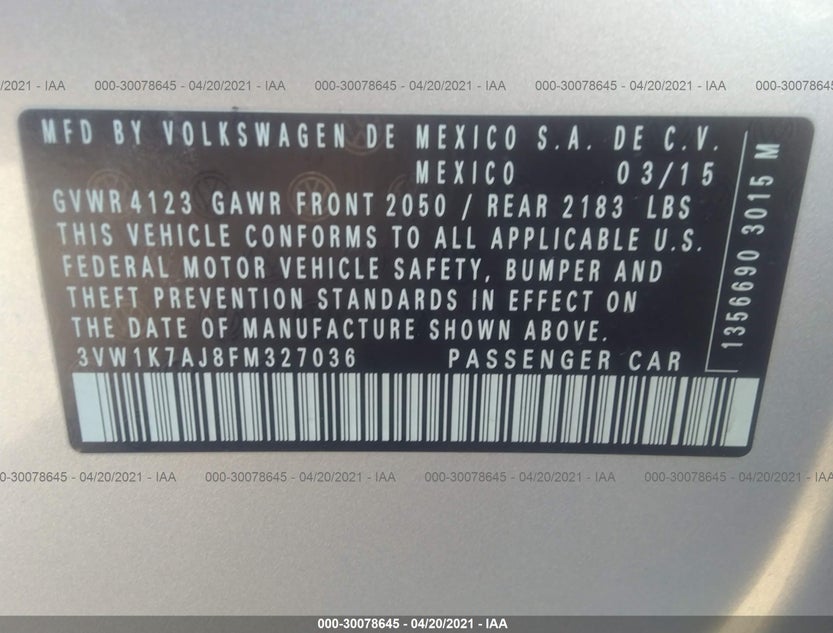 3VW1K7AJ8FM327036