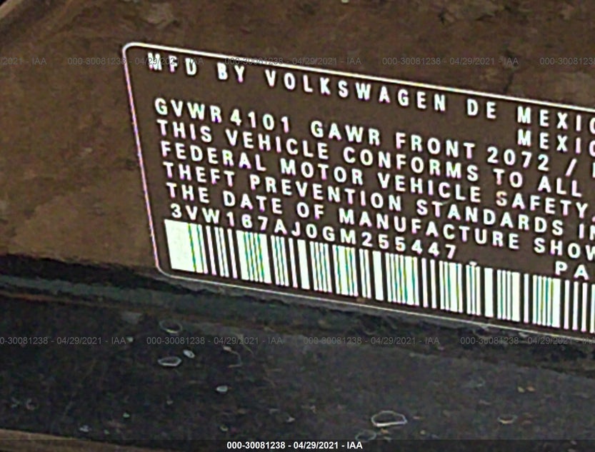 3VW167AJ0GM255447