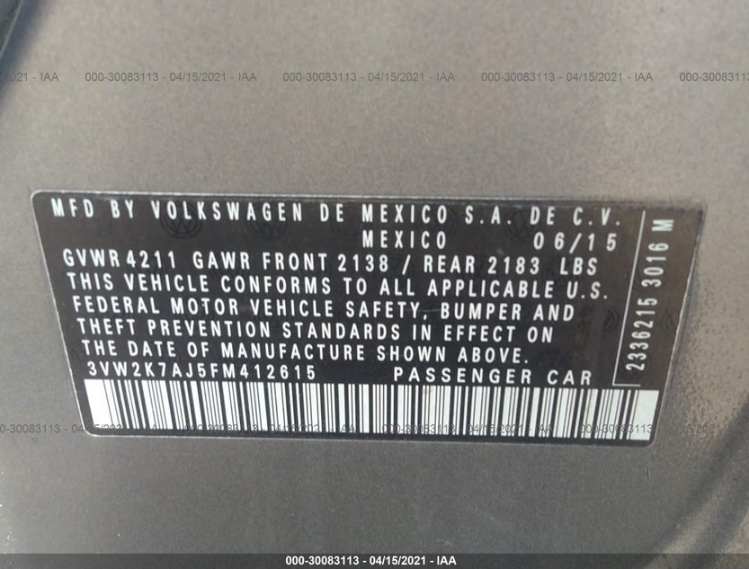 3VW2K7AJ5FM412615