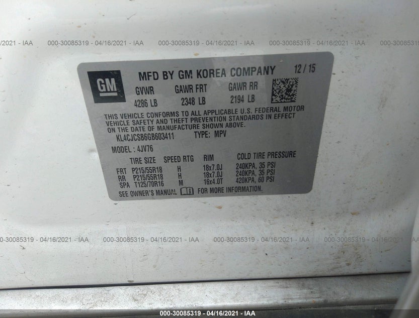 KL4CJCSB6GB603411