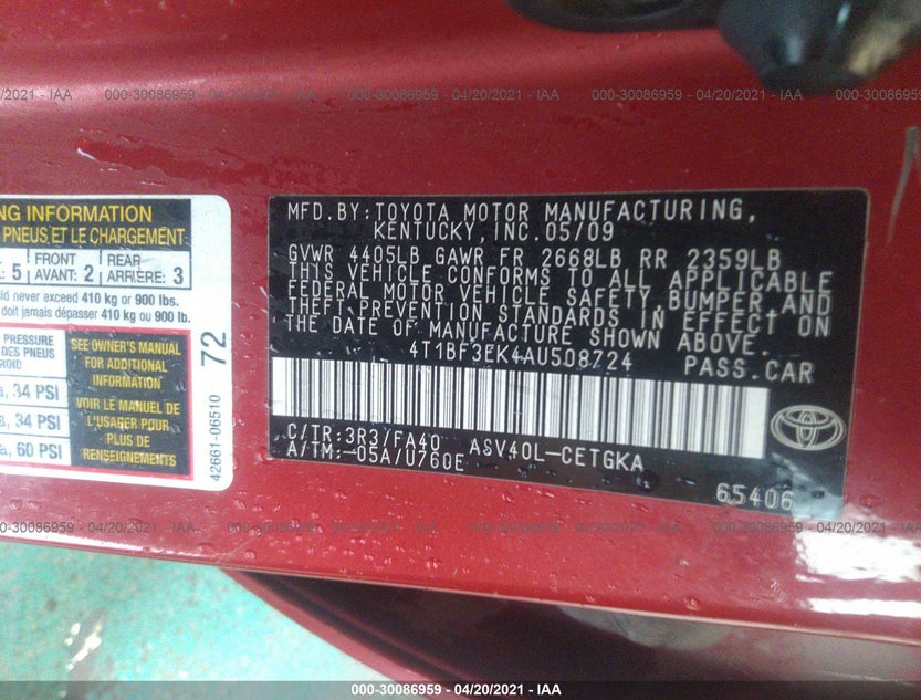 4T1BF3EK4AU508724