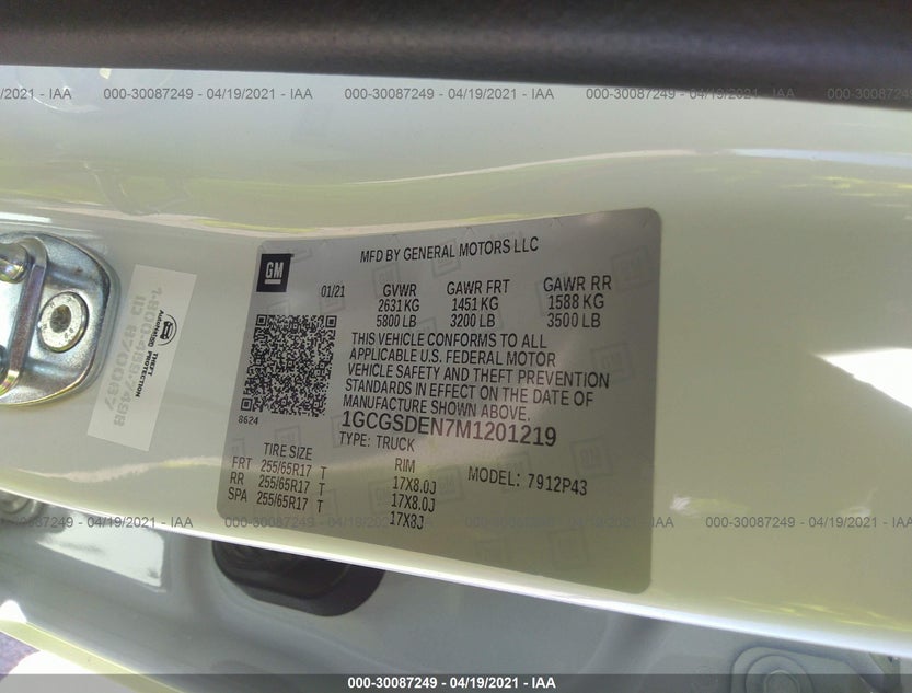 1GCGSDEN7M1201219