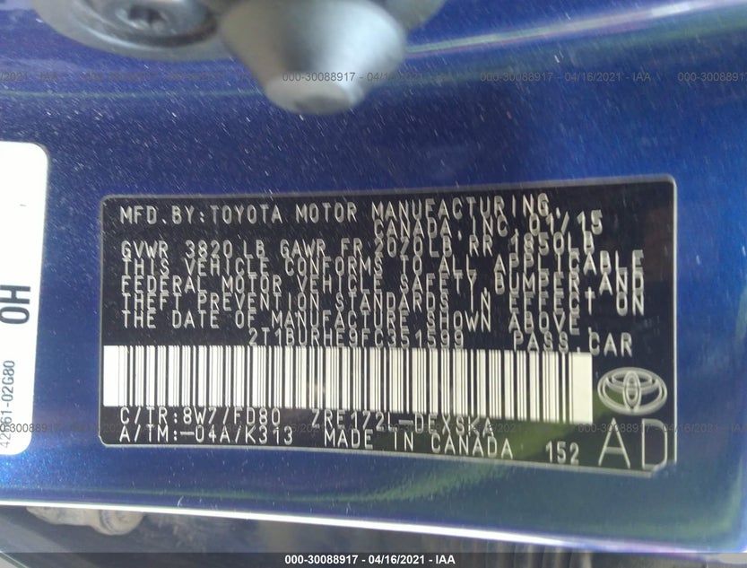 2T1BURHE9FC351599