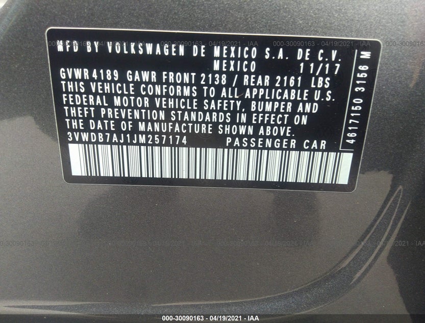3VWDB7AJ1JM257174