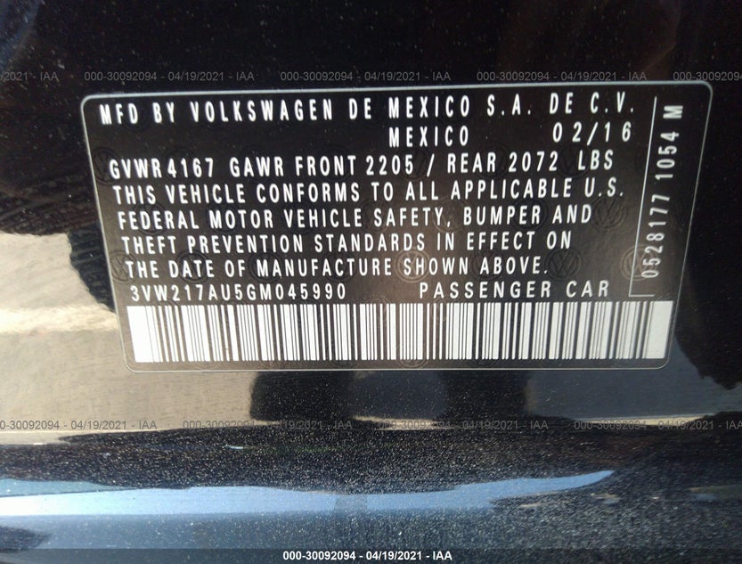 3VW217AU5GM045990