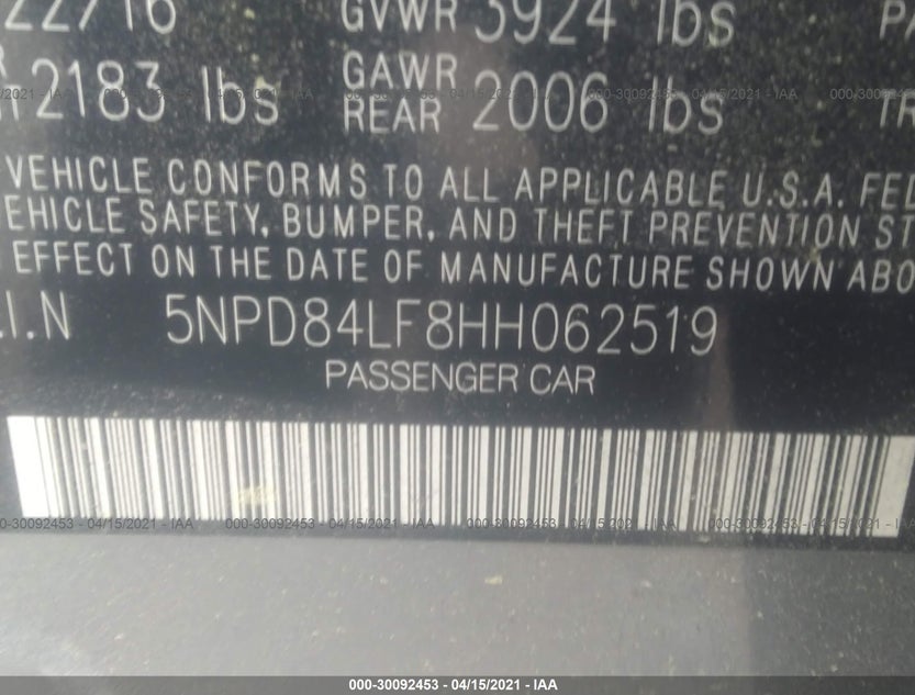 5NPD84LF8HH062519