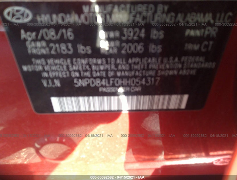 5NPD84LF0HH054317