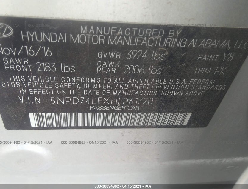 5NPD74LFXHH161720
