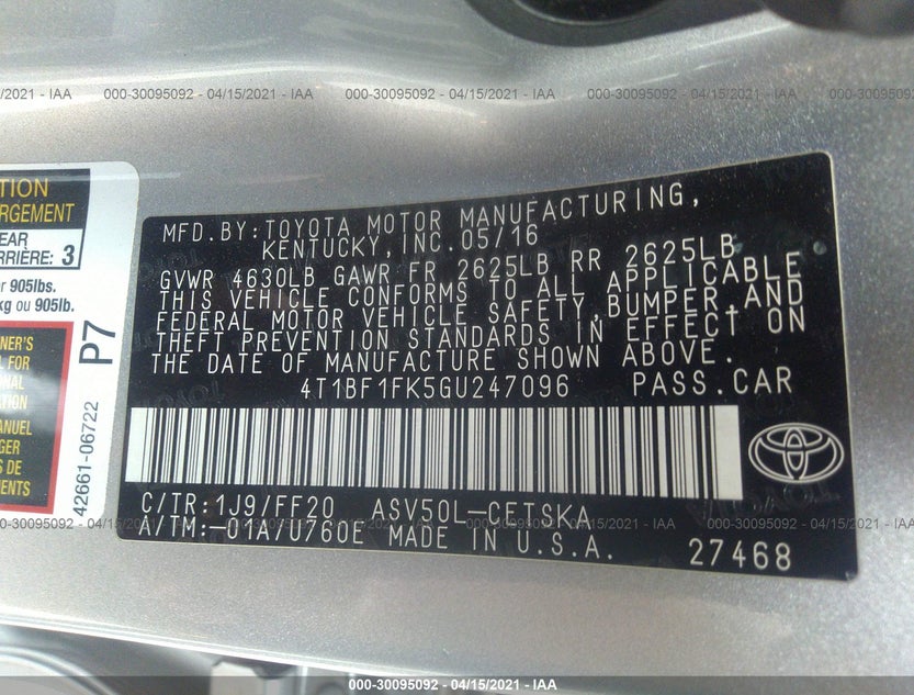 4T1BF1FK5GU247096