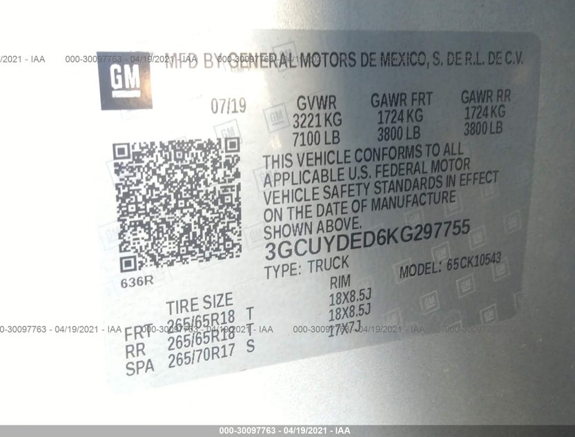 3GCUYDED6KG297755