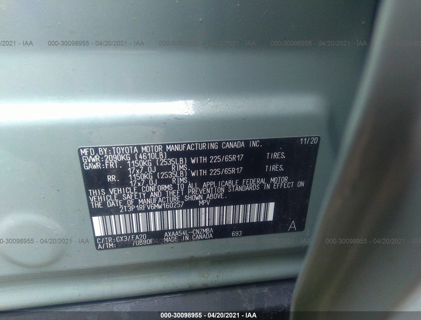 2T3P1RFV6MW160257