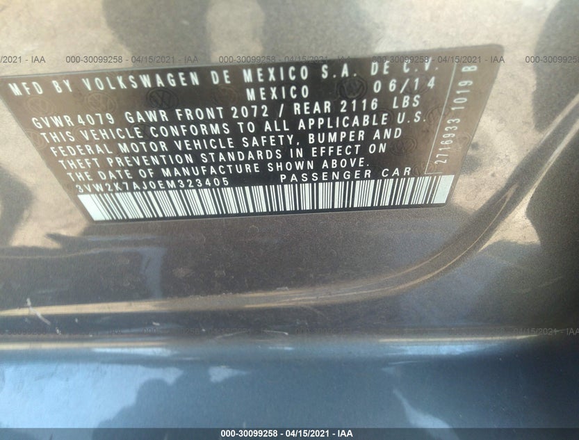 3VW2K7AJ0EM323405