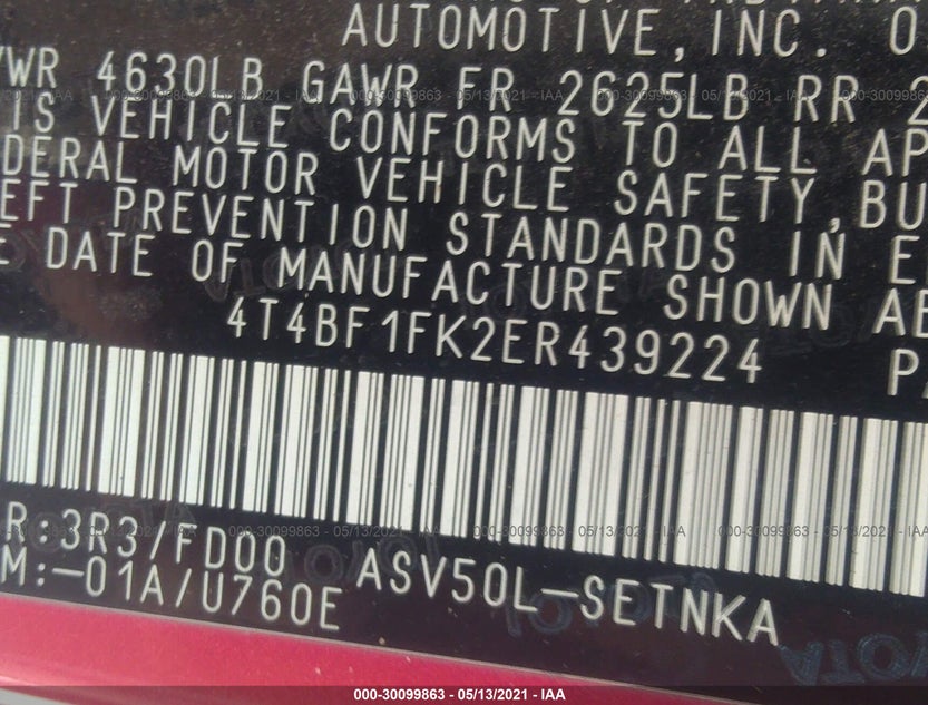 4T4BF1FK2ER439224