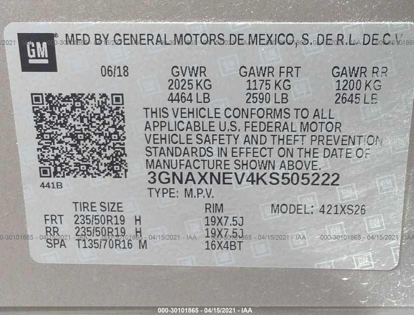 3GNAXNEV4KS505222
