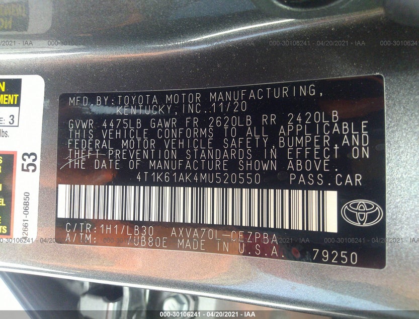 4T1K61AK4MU520550