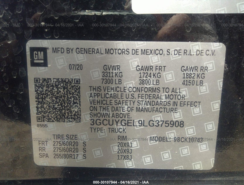 3GCUYGEL9LG375908