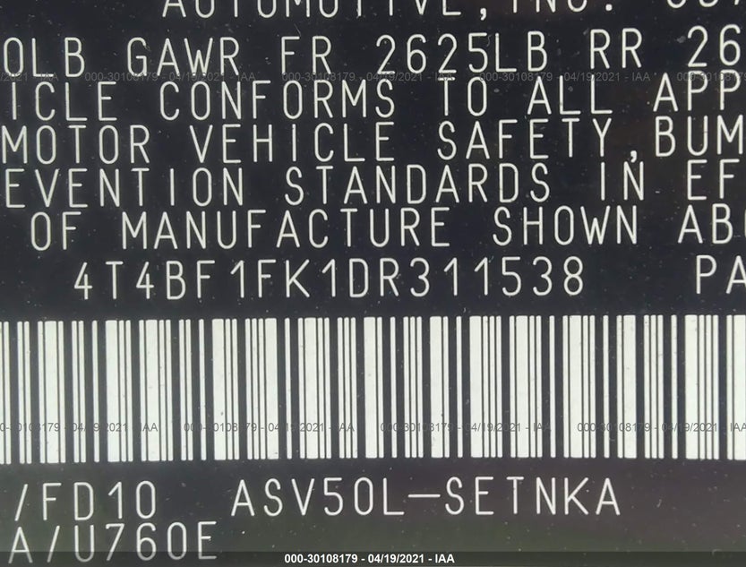4T4BF1FK1DR311538