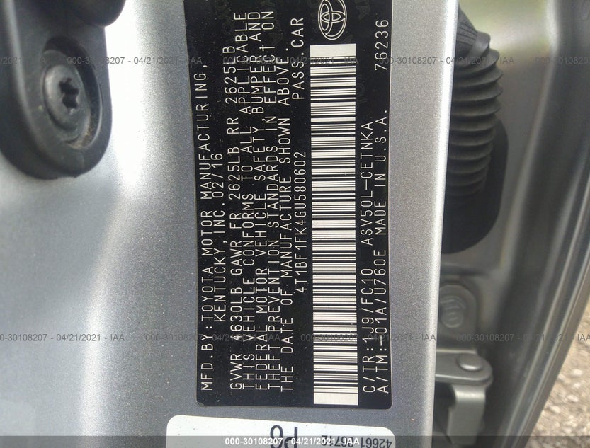 4T1BF1FK4GU580602