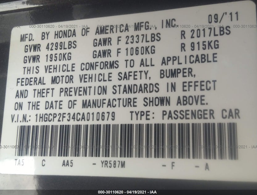 1HGCP2F34CA010679