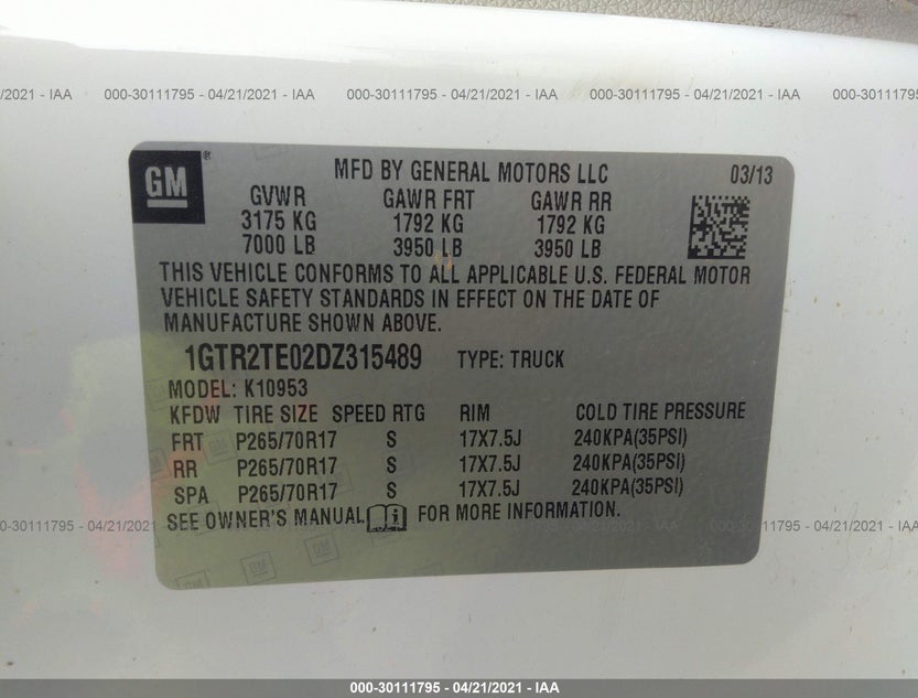 1GTR2TE02DZ315489