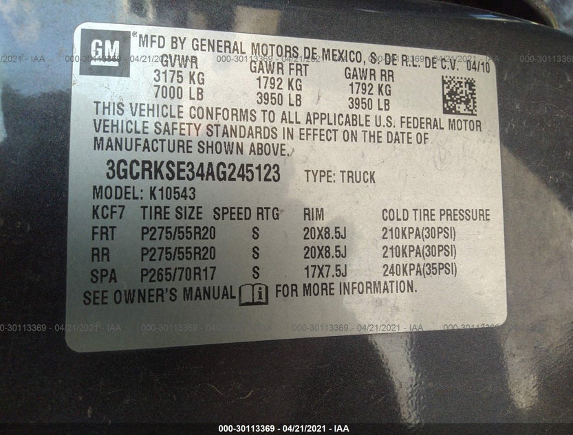 3GCRKSE34AG245123