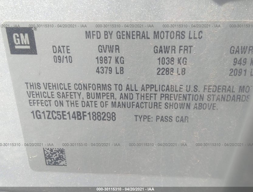 1G1ZC5E14BF188298