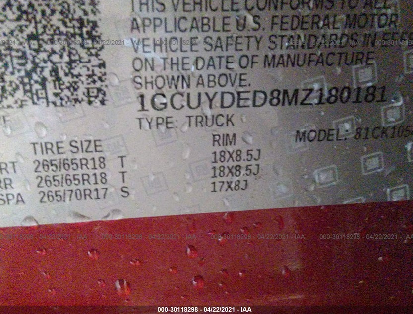 1GCUYDED8MZ180181