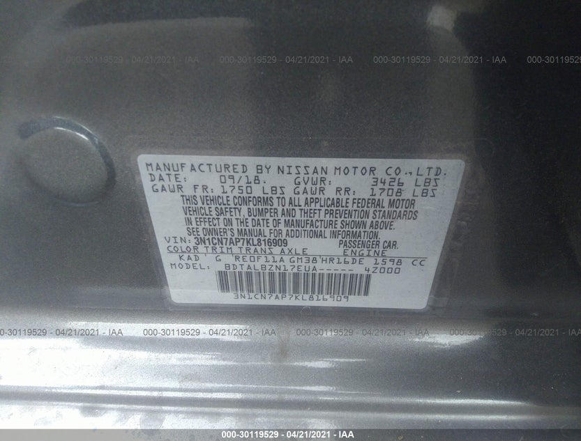 3N1CN7AP7KL816909
