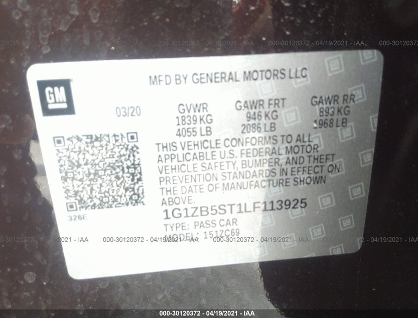 1G1ZB5ST1LF113925