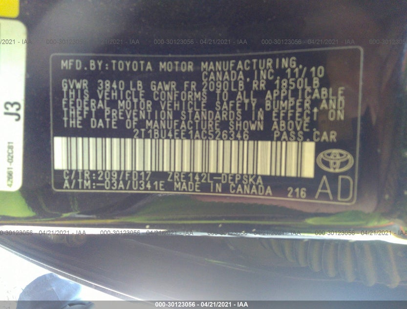 2T1BU4EE1AC526346