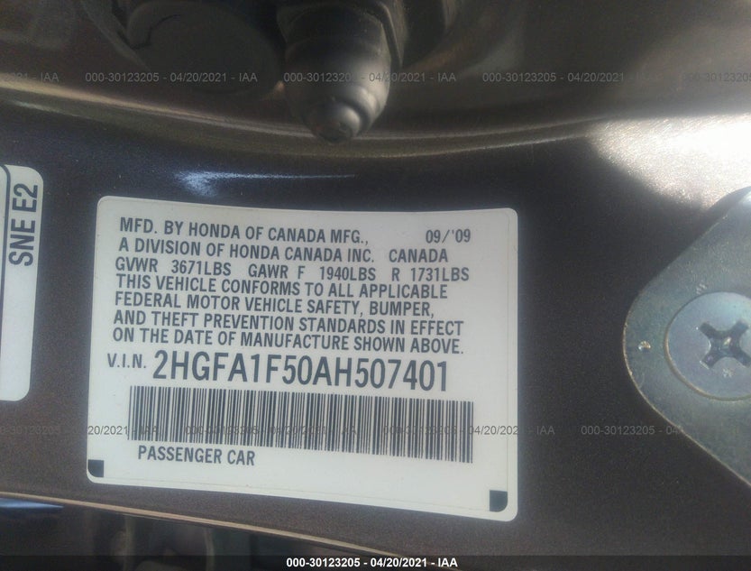 2HGFA1F50AH507401