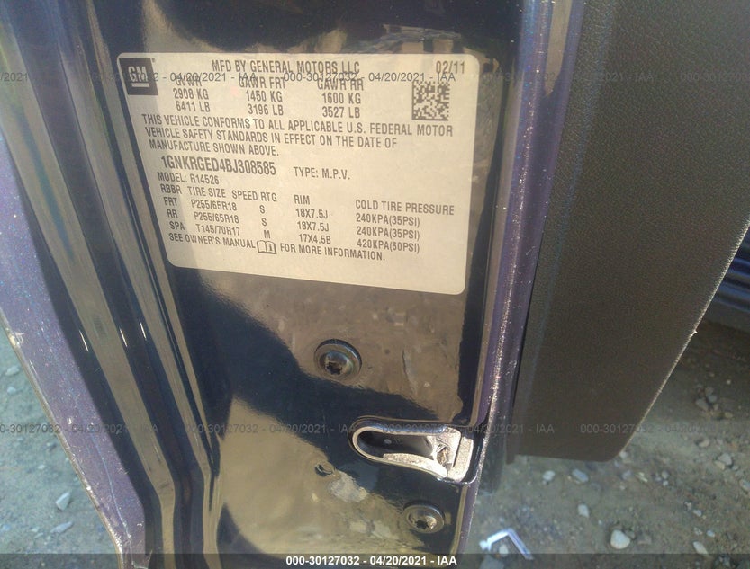 1GNKRGED4BJ308585