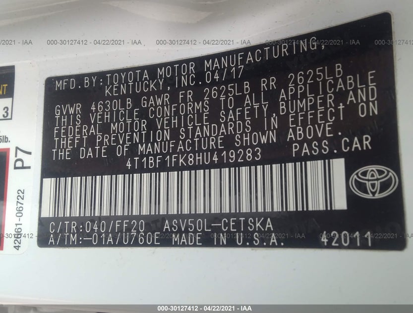 4T1BF1FK8HU419283