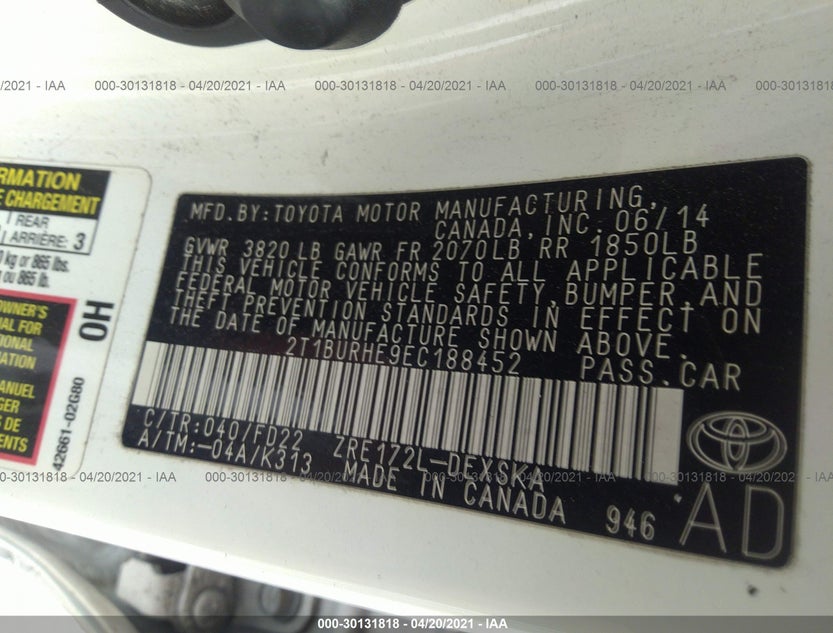 2T1BURHE9EC188452